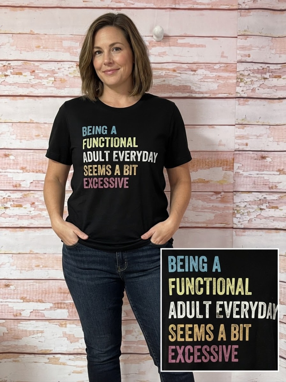 NEW Black Graphic Tee - “Being A Functional Adult”